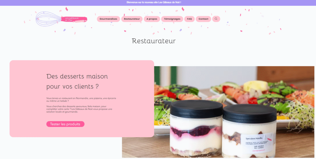 capture d'écran page restaurateurs site Gâteaux de Noé SEO référencement naturel Loélin